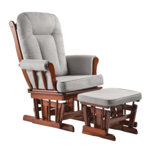 Fotoliu balansoar cu suport pentru picioare, nuc/gri, SAFORD